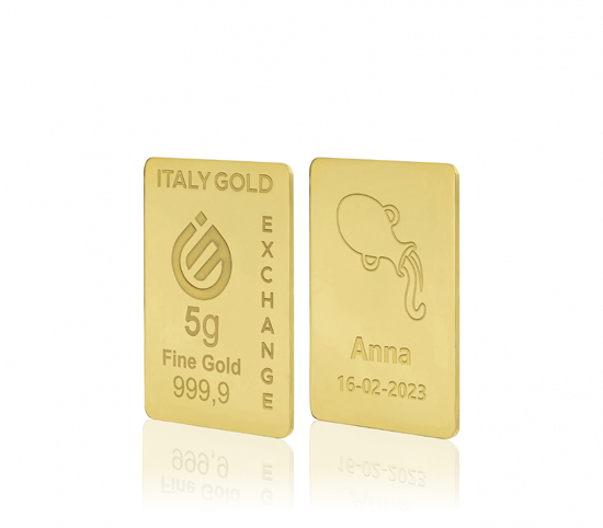 Lingot Or 24 ct de 5 g. signe du zodiaque Verseau  Italy Gold Exchange